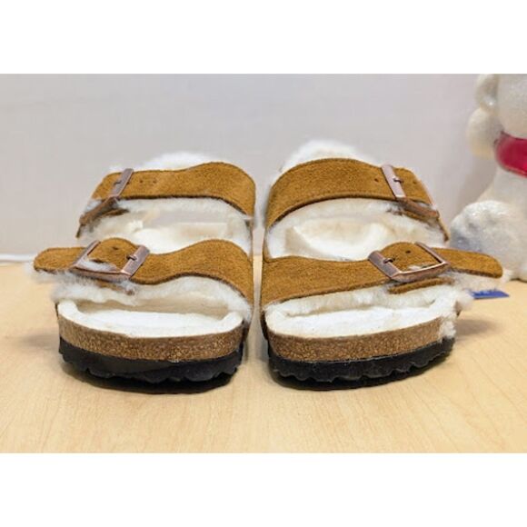 Birkenstock Milano Suede Leather Shearling Slingback Sandals Women's 9 EU 40 NWT - Picture 6 of 15
